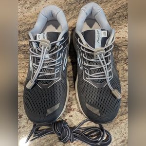 Brooks Ghost 12 grey Blue 8.5 elastic laces